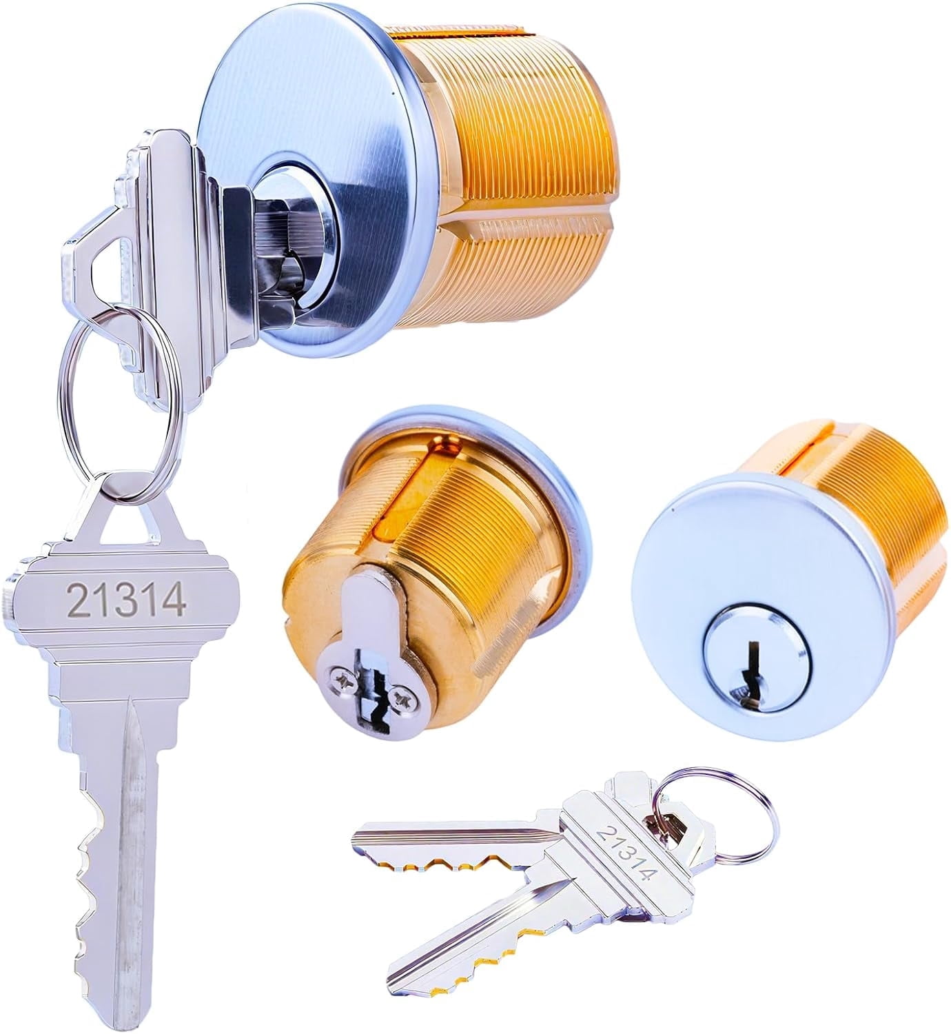 Sc Keyway Brass Mortise Door Cylinder Lock, 1 1/8
