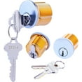 thumbnail image 1 of Brass Mortise Door Cylinder Lock, 1 1/8"Inch Length Keyed Standard with 4 SC Keyway, Standard Commercial Door Replacement Lock Mortise Cylinder 2 Pack for Aluminum Door, 1 of 6