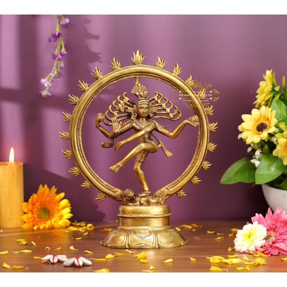 Brass Natraj Idol in Gold Color