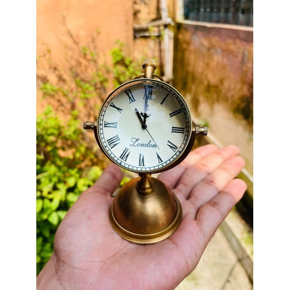 Brass Nautical Desk Clock - Elegant Table Watch for Home & Office Decor.