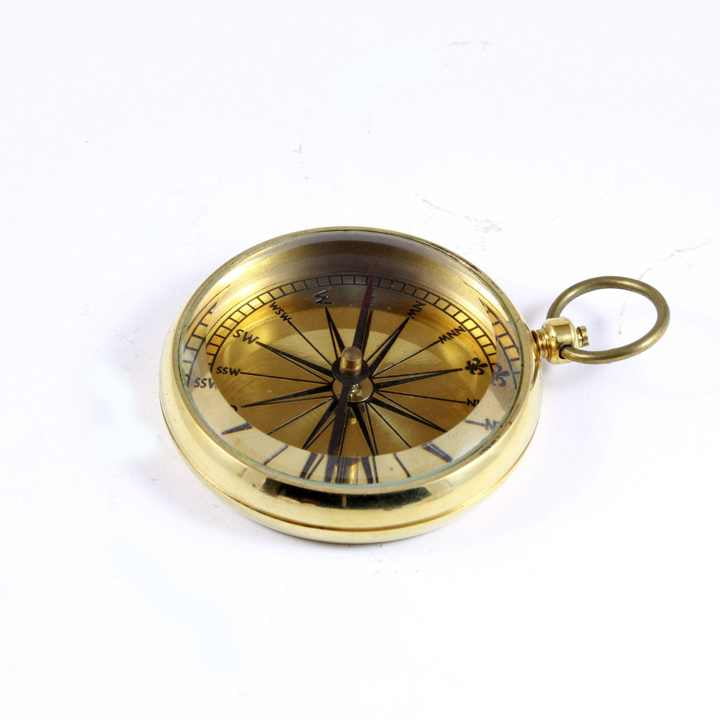 Brass Nautical Magnetic Pocket Compass Engraved Back Design with Protective Leather Case Vintage Maritime Gift & Collectible