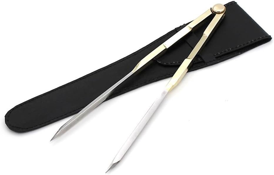 Brass Navigation Divider, Straight Navigation Divider (Large) for Maritime & Naval, Antique Geometry Drafting Compass, Geometry Drafting Compass Professional Work with Leather Case