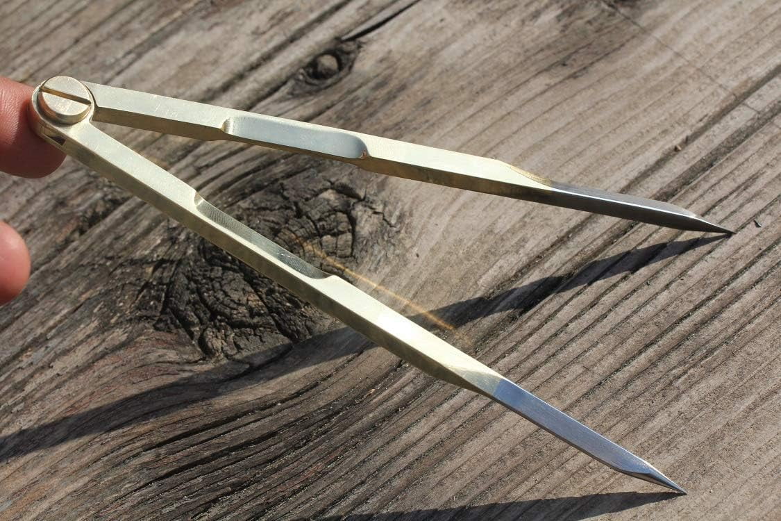 Brass Navigation Divider, Straight Navigation Divider (Small) for Maritime & Naval, Antique Geometry Drafting Compass, Geometry Drafting Compass Professional Work with Leather Case