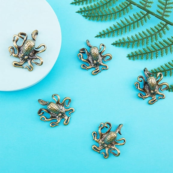 Brass Octopus Home Decoration Figurines Ornament Accessories Table Tea Pet GAAL