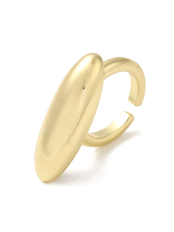 Brass Open Cuff Rings Rice Ring for Women Cadmium Free Lead Free Real 18K golden Plated US Size 6 1/4(16.7mm) 3mm