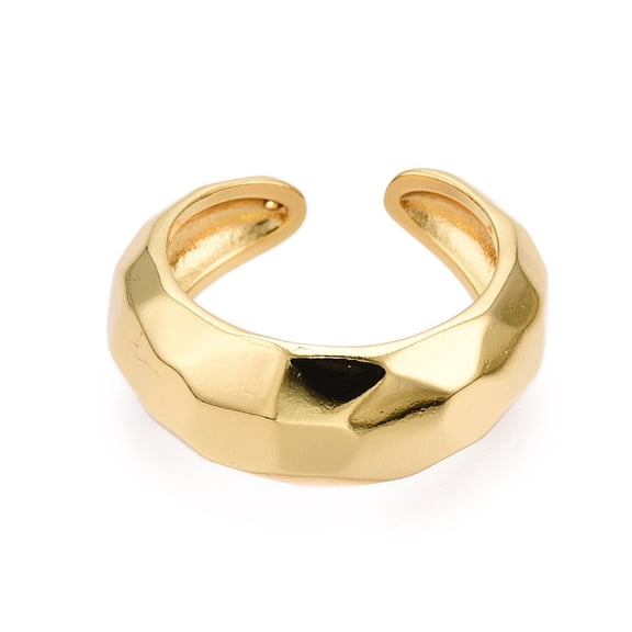 Brass Open Cuff Rings for Women Real 18K Gold Plated Inner Diameter: 17mm