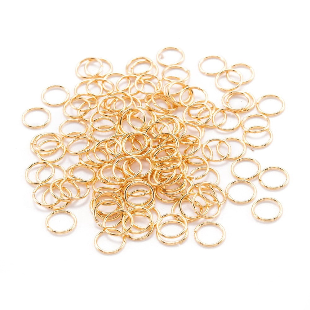 Brass Open Jump Rings Long-Lasting Plated Round Ring Real 18K Gold Plated 21 Gauge 7x0.7mm Inner Diameter: 5.6mm