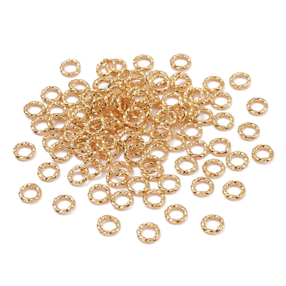 Brass Open Jump Rings Long-Lasting Plated Twist Ring Real 18K golden Plated 18 Gauge 6x1mm Inner Diameter: 4mm