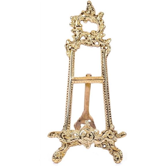 Brass Easel Display Stand, 7" Tabletop Picture Plate Holder