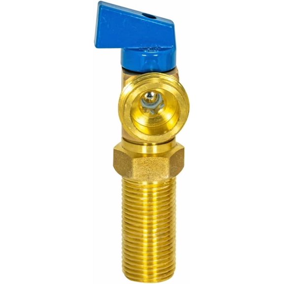 Brass Outlet Box Blue Handle Washing Machine Valve, 1/2 Inch MIP x 3/4 Inch MHT, Quarter Turn Ball Valve, Cold Water Applications, 60281