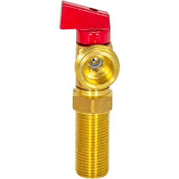 Brass Outlet Box Red Handle Washing Machine Valve, 1/2 Inch MIP or Sweat x 3/4 Inch MHT, Quarter Turn Ball Valve, Hot Water Applications, 60280
