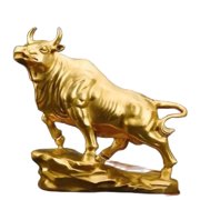 Brass Ox Statue, Wall Street Bull Ornament, Size 32*16*32cm Brass Bull Office Decoration, Gift, Luxury Tabletop Craft