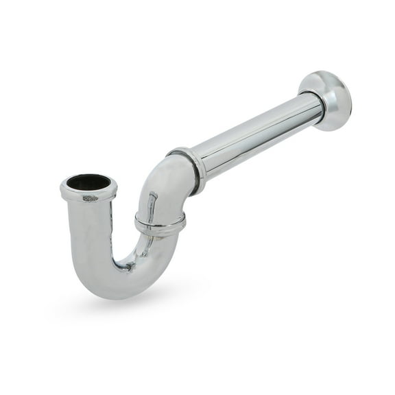 Brass P-Trap 1-1/2" Utility Style Sink Waste Trap w/ Flange 20-Gauge for Sinks Tubular Drain, Chrome