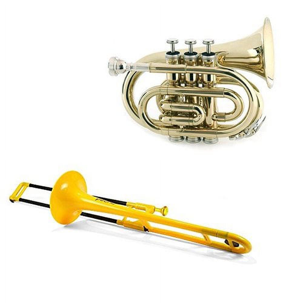 Brass Pack Pro pBone PBONE1B Jiggs Plastic Trombone, Yellow + Bonus
