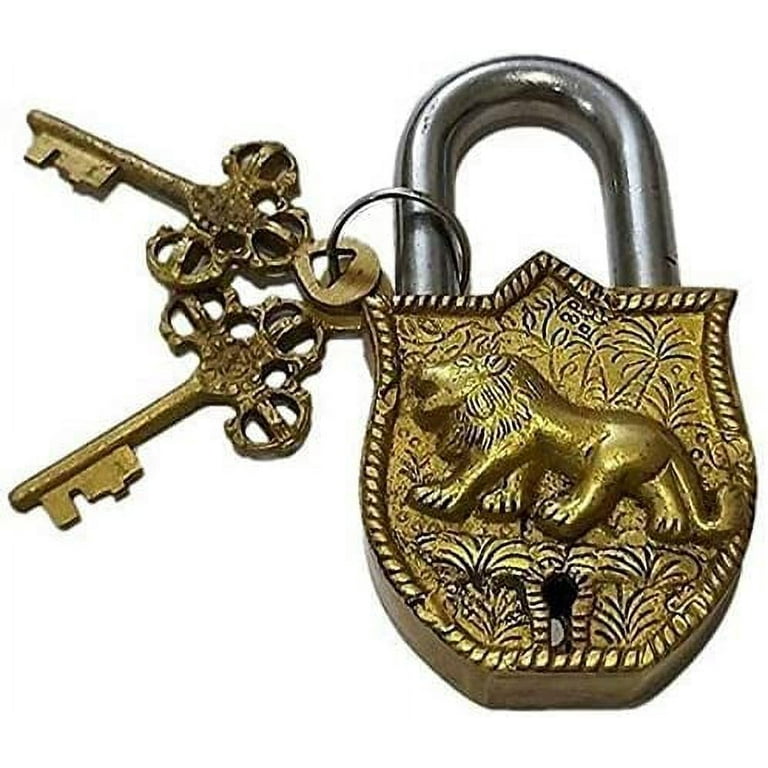 Brass Padlock - Lock with Keys - Working Functional - Brass Made Padlock  Tiger Golden 