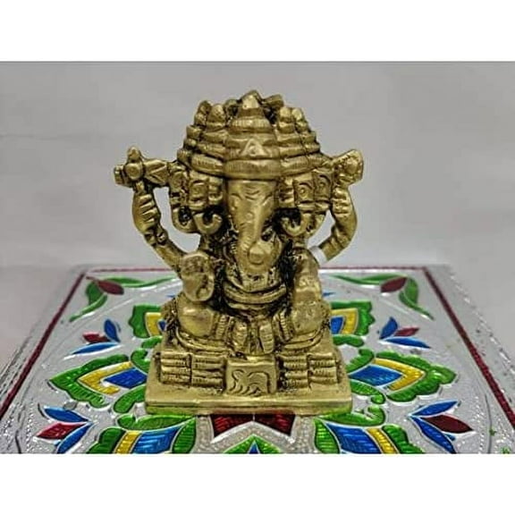 Brass Panchmukhi Ganesha Statue Lord Ganesha Statue Brass Elephant God Statue Five Face Ganesha Idol Five-Headed Ganpati Figure Ganpati Murti Indian Handcrafted Statue Home Decor - AtoZ India Cart