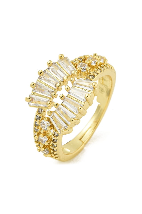 Brass Pave Cubic Zirconia Rings for Women Lead Free & Cadmium Free Real 18K golden Plated Real 18K golden Plated 11.5x11.5mm Inner Diameter: 17mm