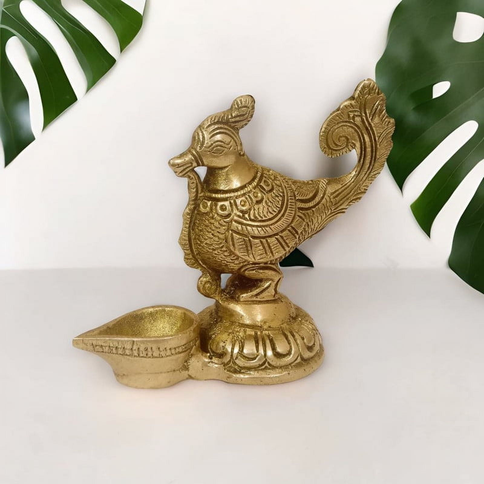 Brass Peacock Oil Lamp | Traditional Deepak Diya | 2.75 Inch Pooja Decor