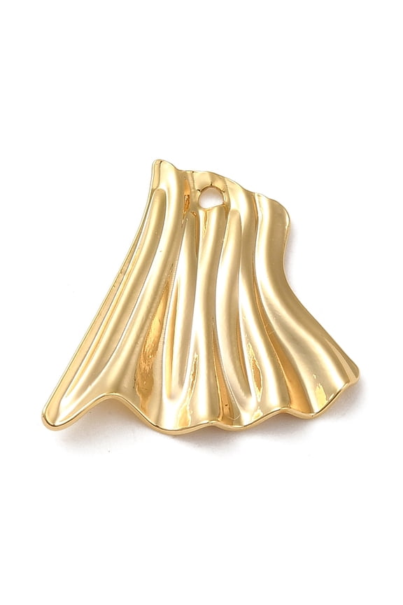 Brass Pendant Nuggets Real 18K golden Plated 18.5x19.5x2.5mm Hole: 1.2mm