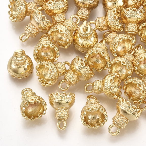 Brass Pendants Bail Cadmium Free & Nickel Free & Lead Free Tassel Cap Bail Real 18K golden Plated 11x8mm Hole: 1.6mm