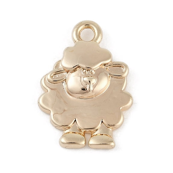 Brass Pendants Cadmium Free & Nickel Free & Lead Free Sheep Charms Real 18K golden Plated 16.5x11.5x3mm Hole: 1.6mm
