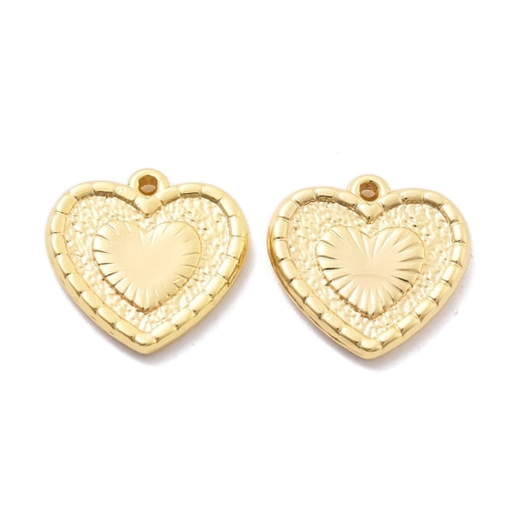 Brass Pendants Heart Charms Real 18K golden Plated 16.5x16.5x2.2mm Hole: 1mm