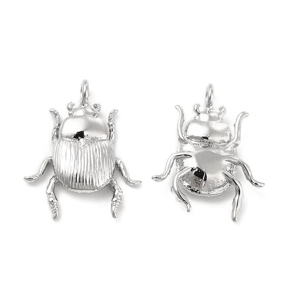 Brass Pendants Insect Charm Real Platinum Plated 17x13.5x3mm Hole: 1.6mm