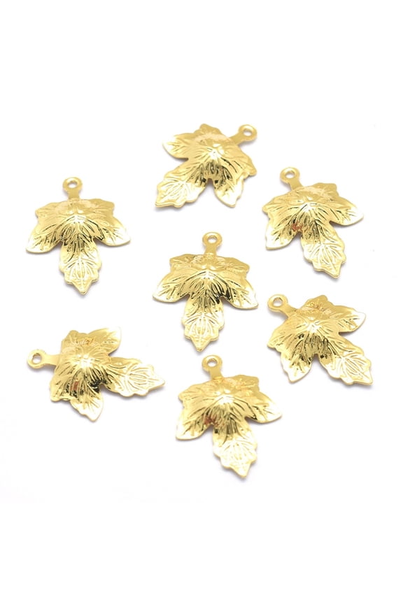 Brass Pendants Lead Free & Cadmium Free & Nickel Free Leaf Real 18K golden Plated 15.5x12x2mm Hole: 1mm