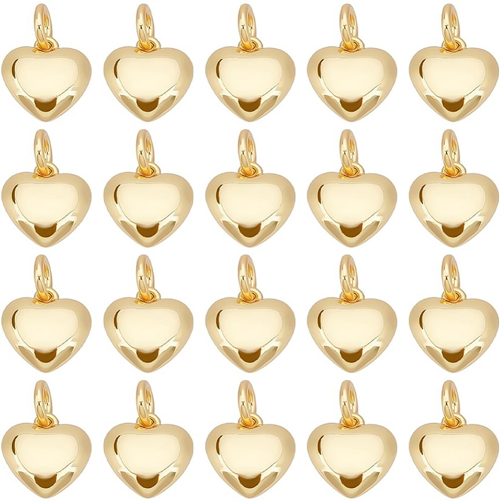 Brass Pendants Long-Lasting Plated with Jump Ring Heart Charms