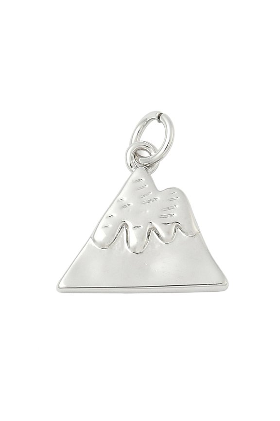 Brass Pendants Mountain Charms Rack Plating Long-Lasting Plated Cadmium Free & Lead Free with Jump Ring Platinum 14x15x2mm Hole: 3.4mm