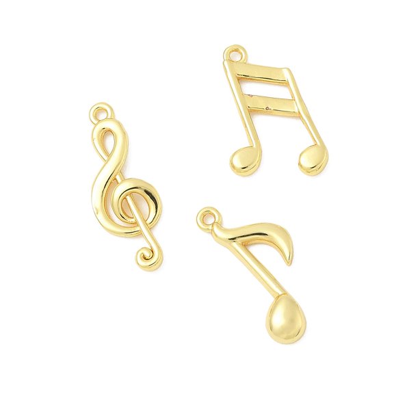 Brass Pendants Musical Note Charms Rack Plating Long-Lasting Plated Cadmium Free & Lead Free Real 18K golden Plated 14.5~17x6~9.5x1.5~2mm Hole: 1mm
