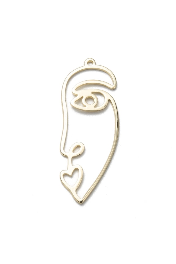 Brass Pendants Open Back Bezel For DIY UV Resin Epoxy Resin Pressed Flower Jewelry Human Face Abstract Face Long-Lasting Plated Light Gold DIY