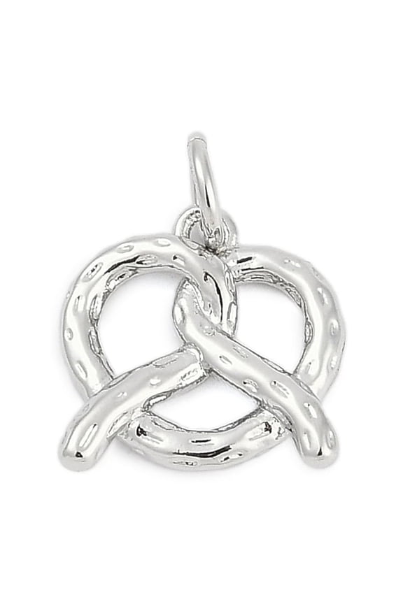 Brass Pendants Pretzel Charms Cadmium Free & Lead Free Long-Lasting Plated Rack Plating with Jump Ring Platinum 12x12x2.5mm Hole: 3mm
