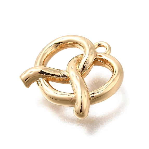 Brass Pendants Pretzel Charms Real 14K golden Plated 12x12.5x3mm Hole: 1.2mm