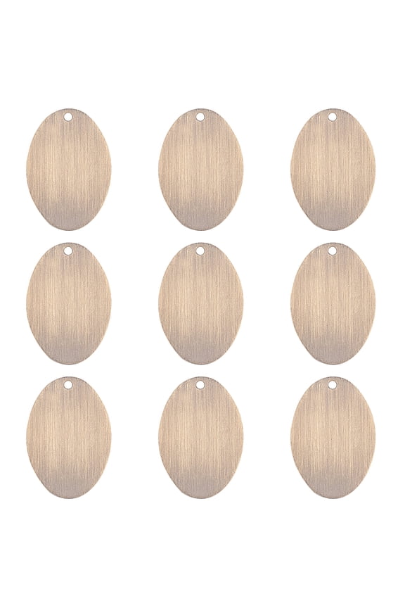 Brass Pendants Stamping Blank Tag Long-Lasting Plated Oval Antique Bronze 22x14x0.8mm Hole: 1.2mm 30pcs/box