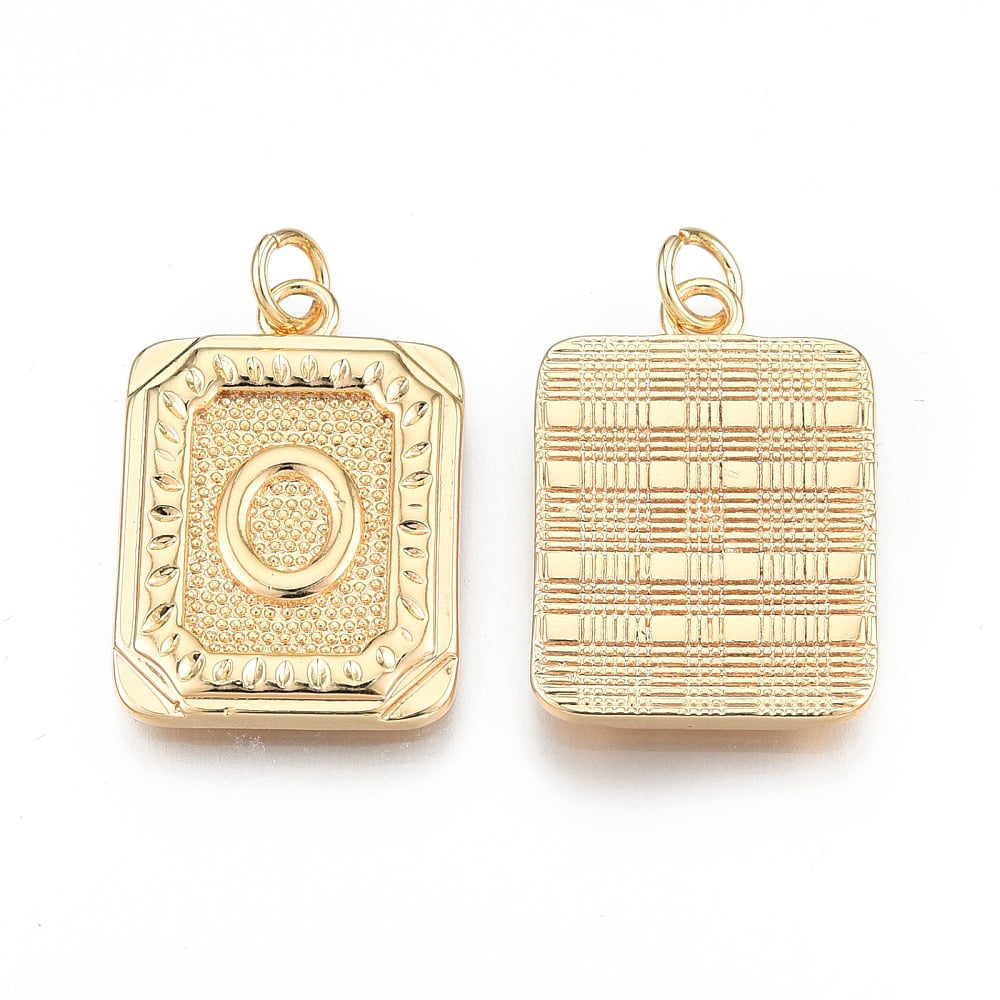 Brass Pendants with Jump Rings Cadmium Free Nickel Free Lead FreeReal 18K Gold Plated Letter.O 22.5x16x2mm Jump Ring: 5x1mm 3mm inner diameter