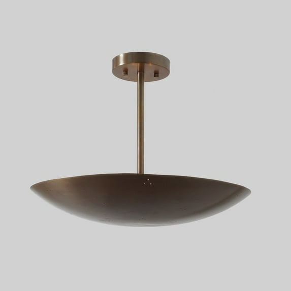 Brass Perforated Ceiling Flush Mount Pendant Light Fixture Mid Century Style Ceiling Chandelier