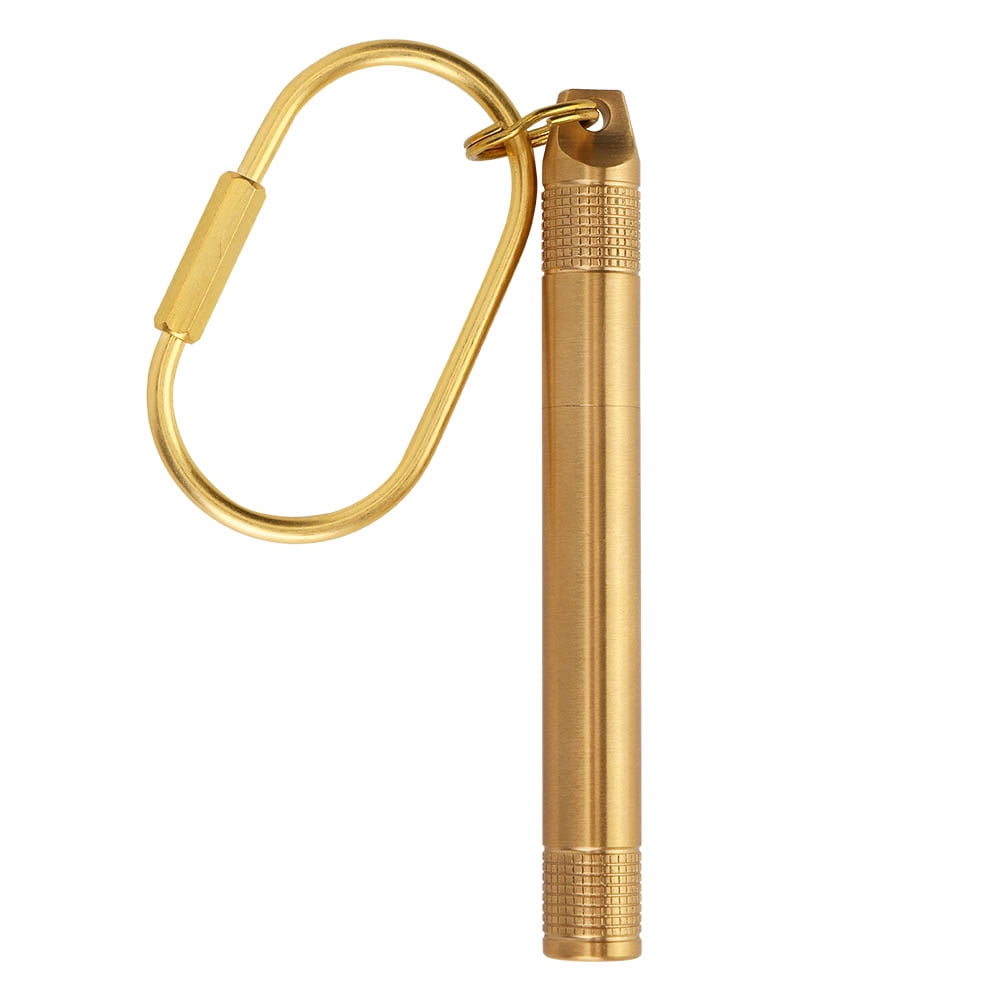 Brass Pill Bottle Holder Compartment Cigarette Toothpick Container Medicine  Case with Keyring