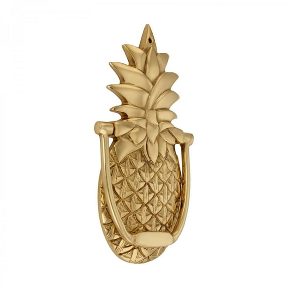 Brass Pineapple Shaped Door Knocker 8 Inches H Solid Brass Vintage Decorative Front Door Or Gate Metal Knockers with Lacquered Finish and Mounting Hardware Renovators Supply Manufacturing