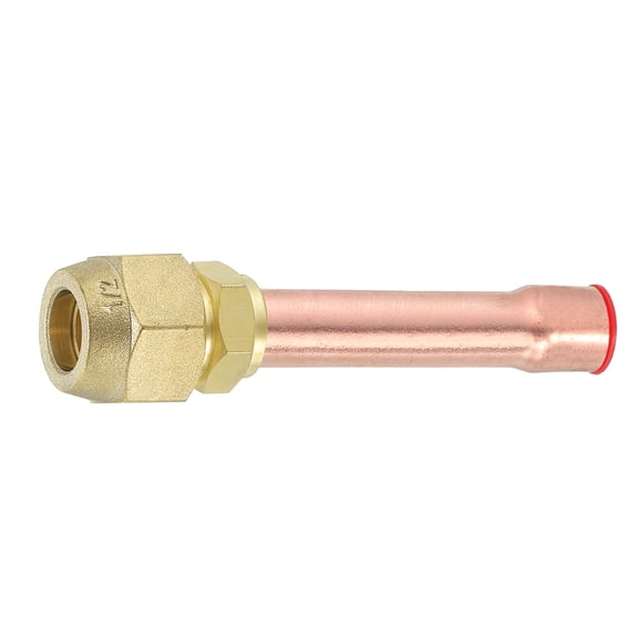 Brass Pipe Fitting, 1/2"SAE x 1/2" OD Flare Adapter with Copper Tube