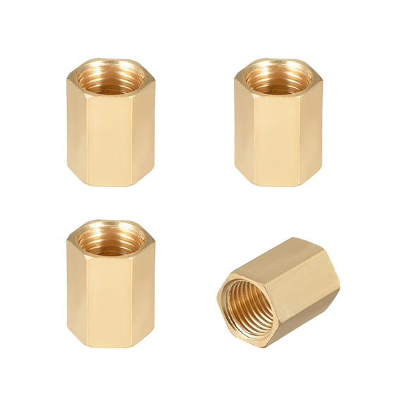 Brass Pipe Fitting 1/4" G Female Brass Hex Rod Pipe Fitting Coupling 4pcs