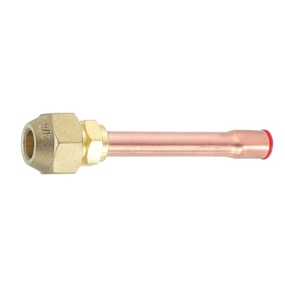 Brass Pipe Fitting, 3/8"SAE x 3/8" OD Flare Adapter with Copper Tube