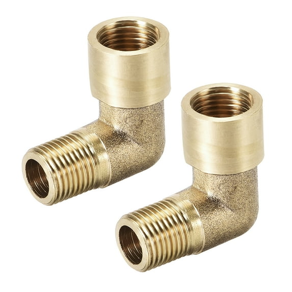 Brass Pipe Fitting,90 Degree Elbow,1/8 PT Male x 1/8 PT Female 2pcs