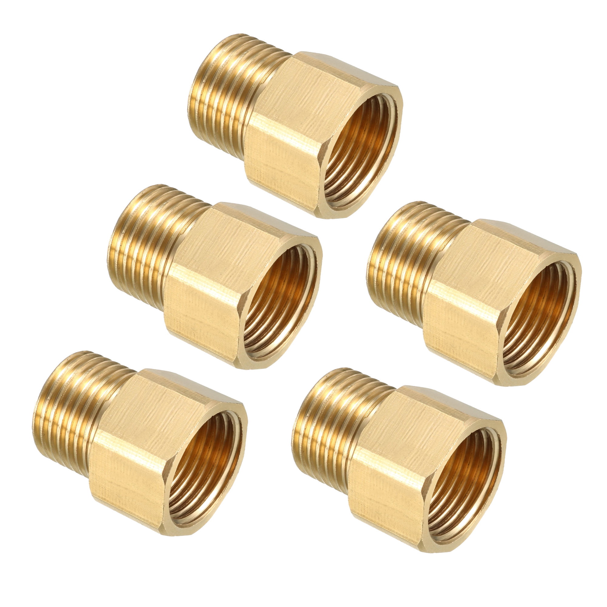 Brass Pipe Fitting, Adapter, 1/2PT Male x 1/2PT Female Connector 5pcs