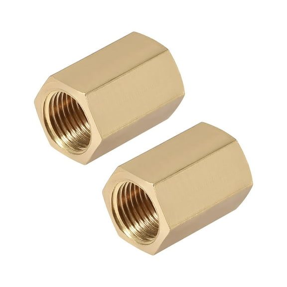 Brass Pipe Fitting Connector Straight Hex Nipple Coupler 1/8 x 1/8 G Female Thread Gold Tone 2 pcs