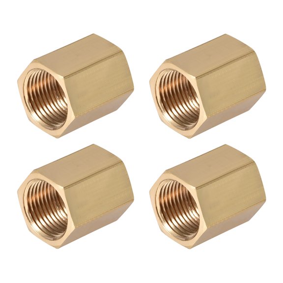 Brass Pipe Fitting Connector Straight Hex Nipple Coupler 3/8 x 3/8 G Female Thread Gold Tone 4 pcs