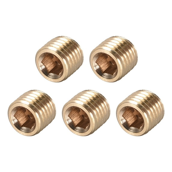 Brass Pipe Fitting - Hex Counter Sunk Plug 1/16NPT Male Socket Drive Countersunk Pipe Plugs 5 pcs