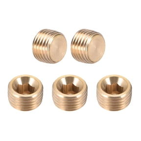 Brass Pipe Fitting, Hex Counter Sunk Plug, 1/4 Inch G Male Pipe 5pcs
