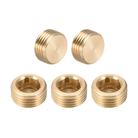Brass Pipe Fitting, Hex Counter Sunk Plug, G1/2 Male Pipe 5pcs