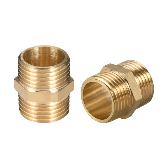 Brass Pipe Fitting Hex Nipple, 1/2" x 1/2" G Male Pipe Brass Fitting 4pcs